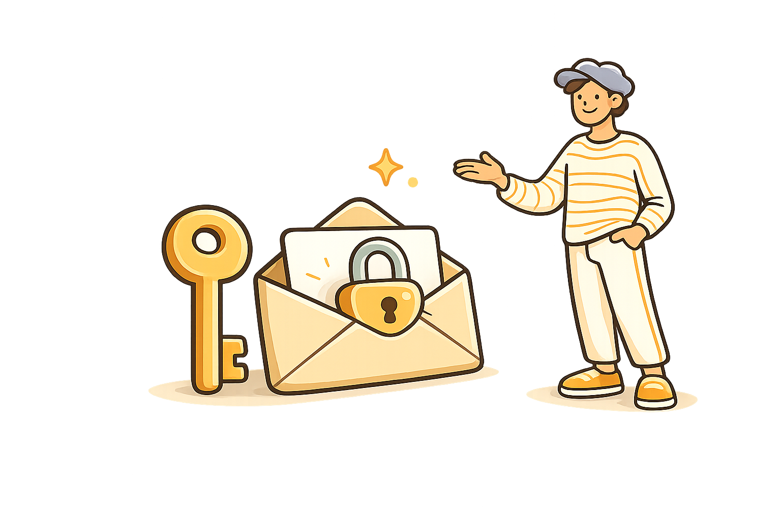 A key and a locked envelope — reset your Talking Websites password